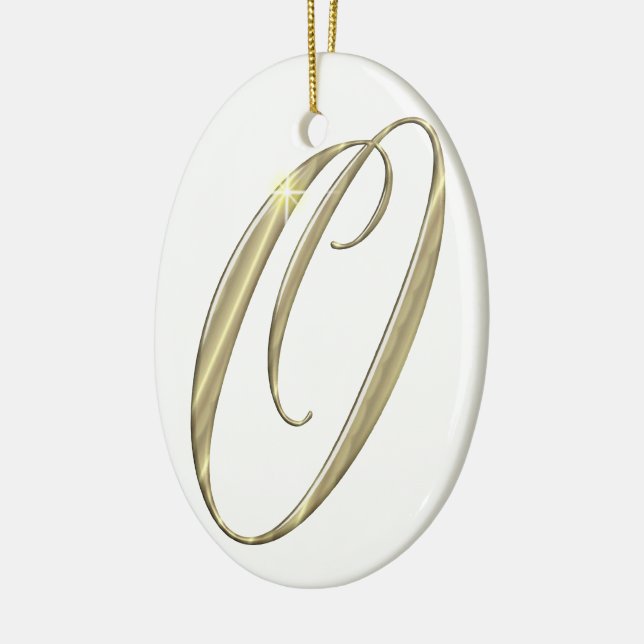 Gold-Monogramm-O-Initialen Keramik Ornament (Links)