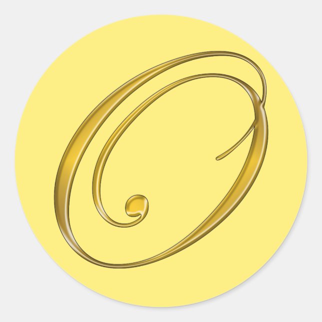 Gold Monogramm O Umschlag Siegel Label Aufkleber (Vorderseite)