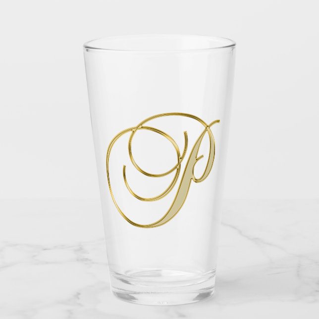 Gold Monogramm P-Glas Glas (Vorderseite)