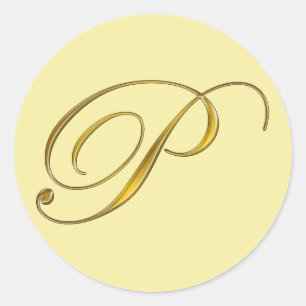 Gold Monogramm P Umschlag Siegel Etikett Aufkleber