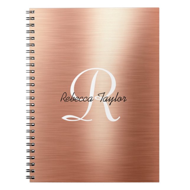 Gold-Monogramm-Plan der eleganten Rose Notizblock (Vorderseite)
