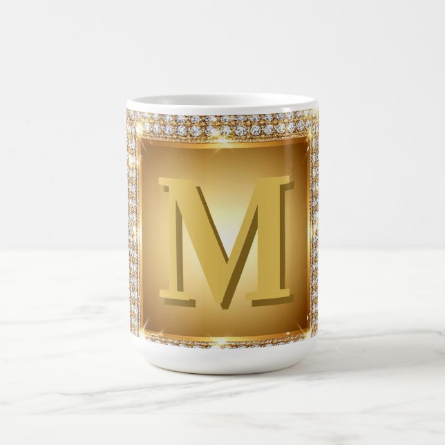 ✨ Gold Monogramm Rahmen mit individuellem Namensde Kaffeetasse (Mittel)