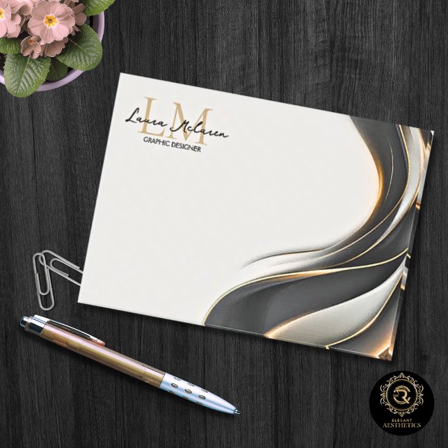 Gold Monogramm-Schriftname Professional Post-it Klebezettel (Gold Monogram Script Name Professional Post-it Notes)