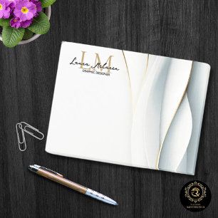 Gold Monogramm-Schriftname Professional Post-it Klebezettel