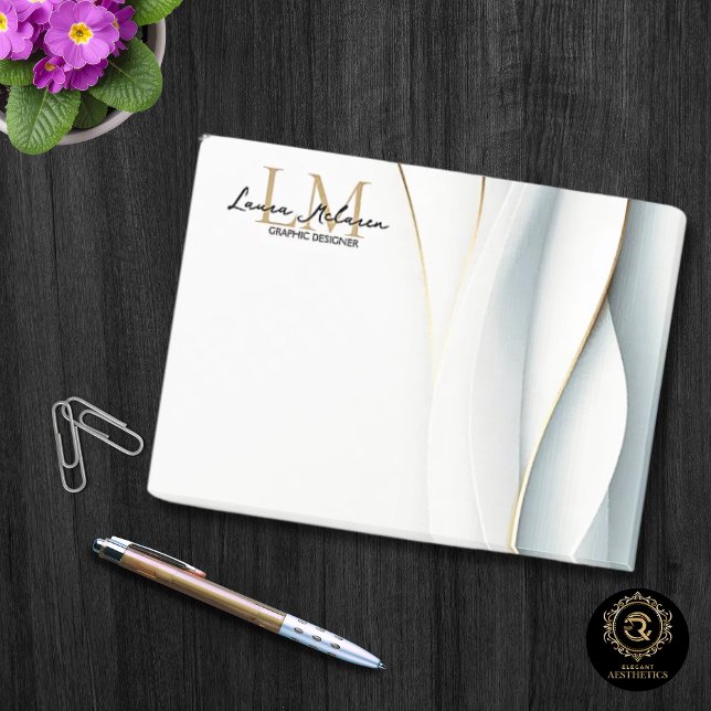 Gold Monogramm-Schriftname Professional Post-it Klebezettel (Gold Monogram Script Name Professional Post-it Notes)