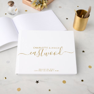 Gold Monogramm-Schriftzug Name Gästebuch