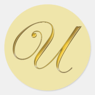 Gold Monogramm U-Umschlag-Siegel-Etikett-Aufkleber Runder Aufkleber