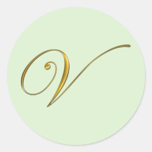 Gold Monogramm V-Umschlag-Siegel-Etikett-Aufkleber Runder Aufkleber