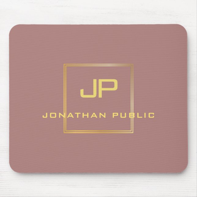 Gold Monogrammed Template Elegant Personalized Mousepad (Vorne)