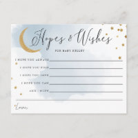 Gold Moon and Stars Blue Baby Shower Addon Card
