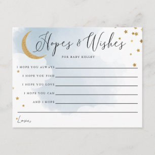 Gold Moon and Stars Blue Baby Shower Addon Card Begleitkarte