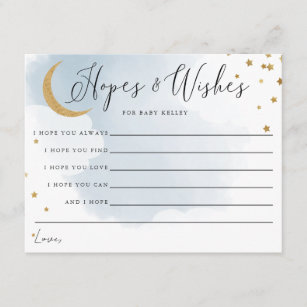 Gold Moon and Stars Blue Baby Shower Addon Card Begleitkarte