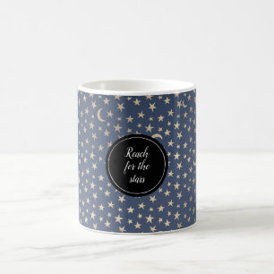 Gold Moon and Stars Night Sky Kaffeetasse