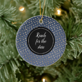 Gold Moon and Stars Night Sky Keramik Ornament