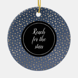 Gold Moon and Stars Night Sky Keramik Ornament