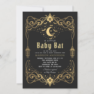 Gold Moon Gothic Baby Bat Lantern Baby Dusche Einladung