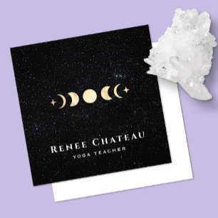 Gold Moon Phase Cosmos Stars Quadratische Visitenkarte