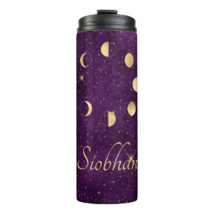 Gold Moon Phasing Lila Stars Personalisiert Thermosbecher
