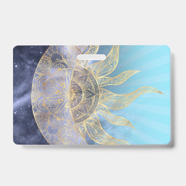 Gold Moon Sun Mandala Celestial Design Ausweis (Vorderseite)
