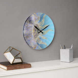 Gold Moon Sun Mandala Celestial Design Große Wanduhr