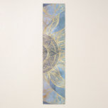 Gold Moon Sun Mandala Celestial Design Schal<br><div class="desc">Ein skurriler, mystischer Universum Nebel goldfarbener Halbmond und gewellte Strahlen Sonnenstrahlen mandala Himmelsdesign mit einer halbmondfarbenen Bühne glühender Mond mit mandalaischen Blume und dunkelblauen Nebulastern, Punkten, Kreisen geometrische Formen, Meerjungenskala und wolken Sonnenstrahlen Mandala, florale und Blätter doodlende Kunst, gemacht mit einer Imitat Die gelbe goldene Textur und der hellblaue Hintergrund....</div>