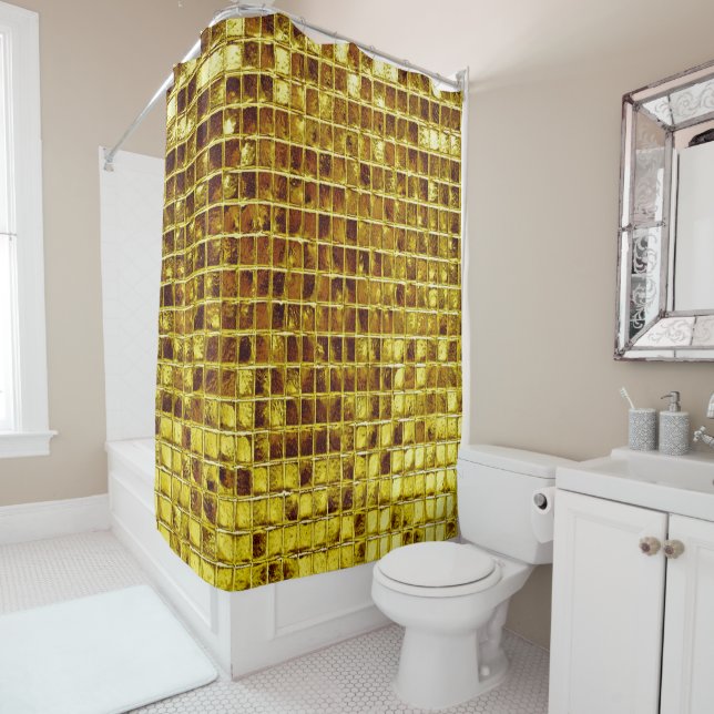 Gold Mosaic Tiles Elegant Moderner Luxus Duschvorhang (Beispiel)