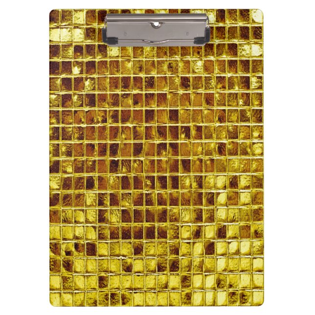 Gold Mosaic Tiles Elegant Moderner Luxus Klemmbrett (Vorderseite)