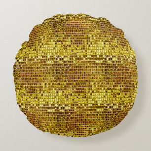 Gold Mosaik Elegant Glam Ästhetischer Luxus Modern Rundes Kissen