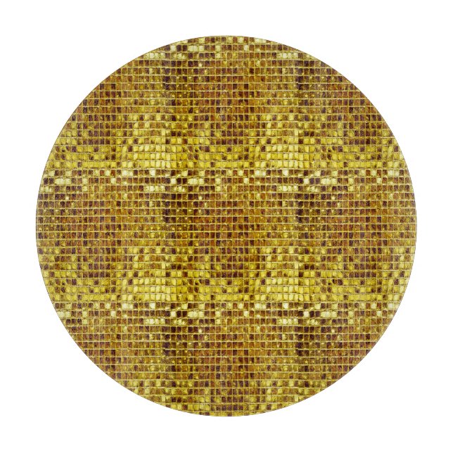 Gold Mosaik Elegant Glam Ästhetisches Luxusglas Schneidebrett (Vorderseite)