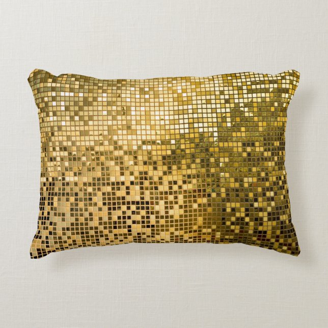 Gold Mosaik: Quadrat Fliesen Textur. Dekokissen (Vorderseite)