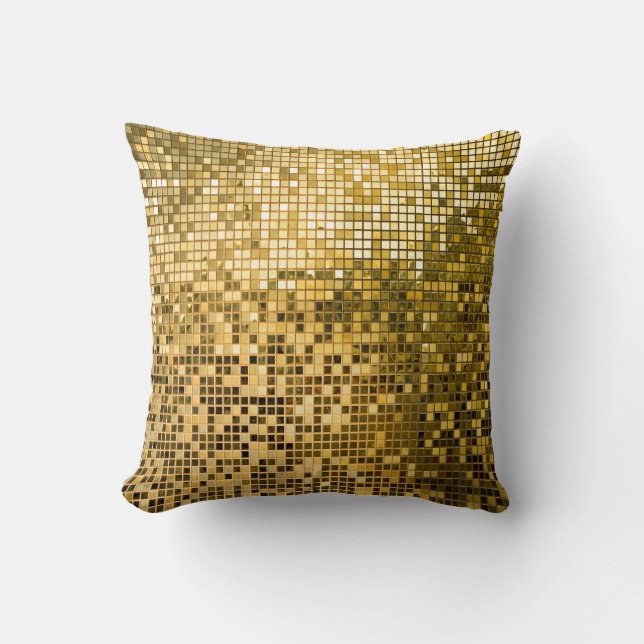 Gold Mosaik: Quadrat Fliesen Textur. Kissen (Vorderseite)
