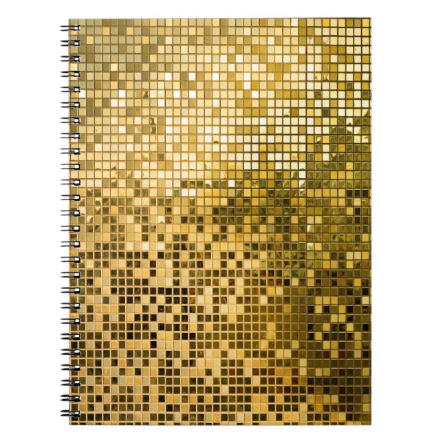 Gold Mosaik: Quadrat Fliesen Textur. Notizblock (Vorderseite)