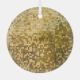 Gold Mosaik: Quadrat Fliesen Textur. Ornament Aus Glas