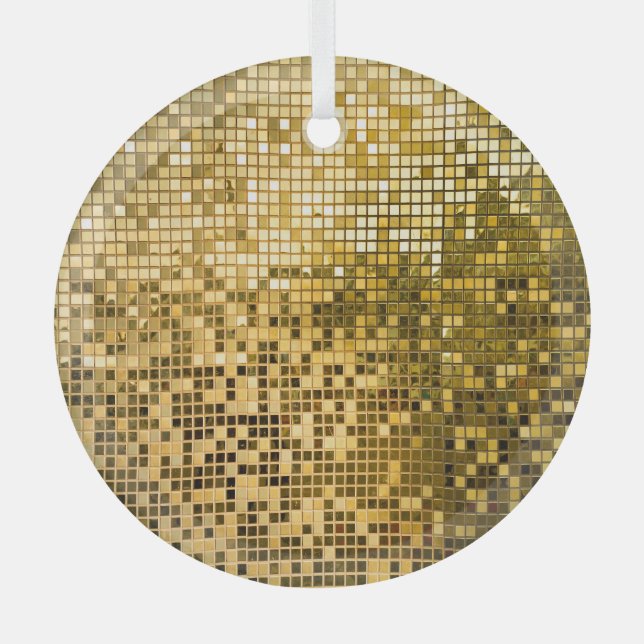 Gold Mosaik: Quadrat Fliesen Textur. Ornament Aus Glas (Vorderseite)