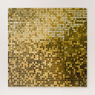 Gold Mosaik: Quadrat Fliesen Textur. Puzzle