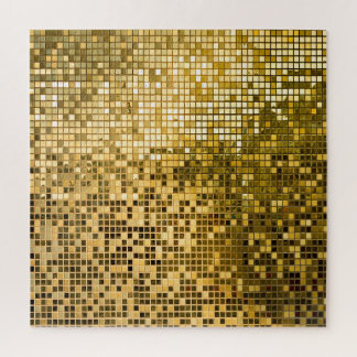 Gold Mosaik: Quadrat Fliesen Textur. Puzzle