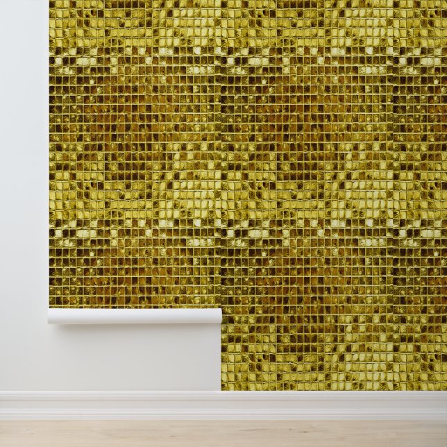 Gold Mosaikfliesen Elegant Moderne Schale und Stoc Tapete (Anwendung)