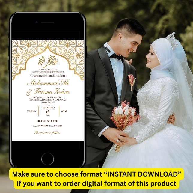 Gold Moschee Elegance Muslim Wedding Nikah Einladung (Von Creator hochgeladen)