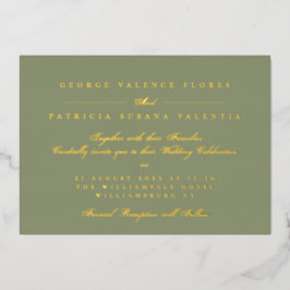 Gold Moss Green Formal Calligraphy Elegant Folieneinladung