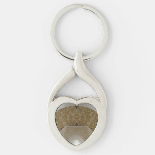 Gold Motif Heart Keychain Schlüsselanhänger