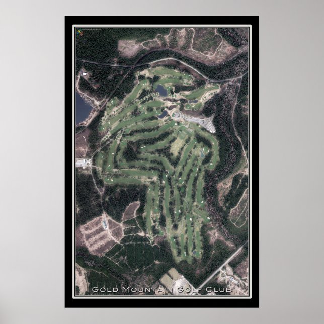 Gold Mountain Golf Club Washington Satellite Karte Poster (Vorne)