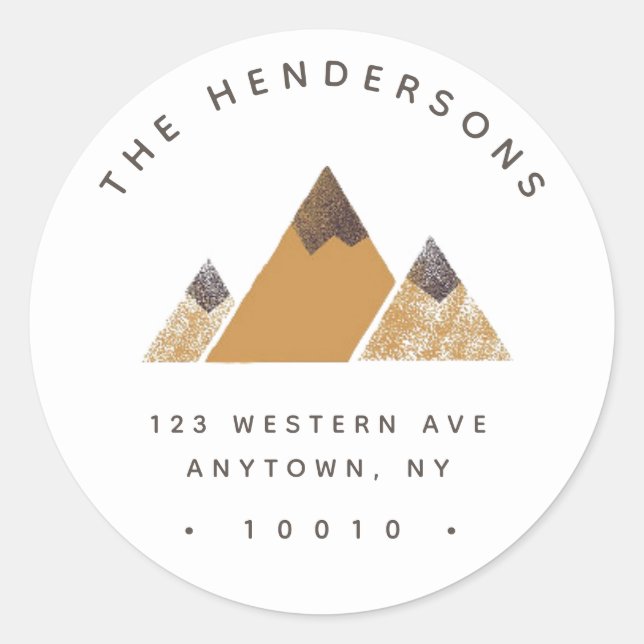 Gold Mountain Round-Return-Adressetikett Runder Aufkleber (Vorderseite)