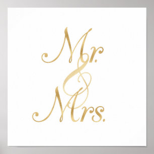 Gold Mr. & Mrs. wall Art, Folie Schriftart Poster