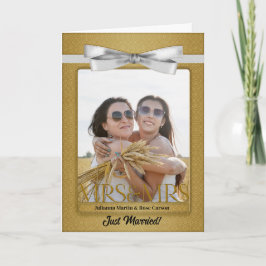 Gold Mrs & Mrs Lesbian Gay Wedding Empfang Einladung