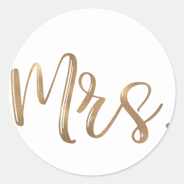 Gold MRS. Typografie Wedding Brautparty Bride Runder Aufkleber (Vorderseite)