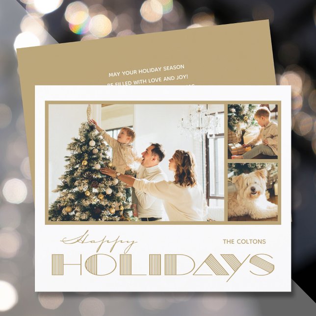 Gold Multi Foto Happy Holidays Budget Cards (Von Creator hochgeladen)