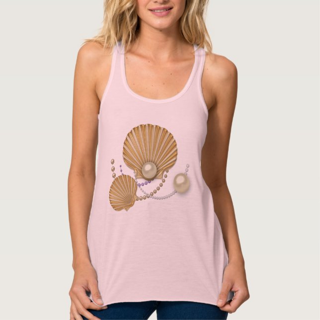 Gold Muscheln und Perlen Tank Top (Vorderseite)