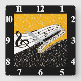 Gold-Musik Quadratische Wanduhr