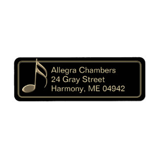 Gold Musiknote Black Return Address Label