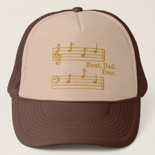 GOLD MUSIKNOTEN BEST VATER JE TREBLE BASS CLEF TRUCKERKAPPE